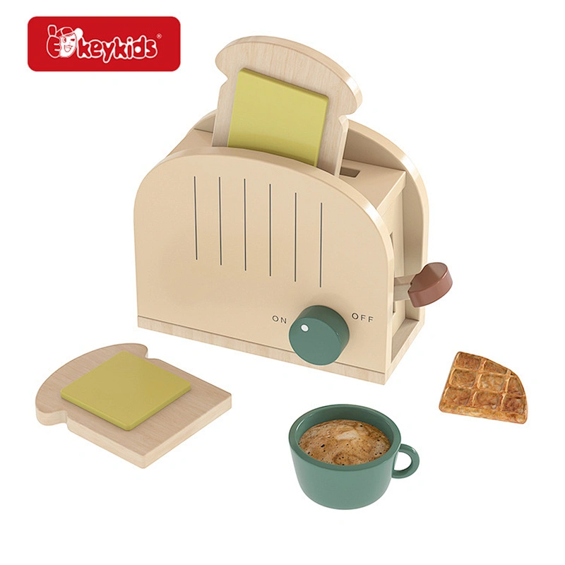Kids pretend play appliance wooden toaster toys set with cup W10D645