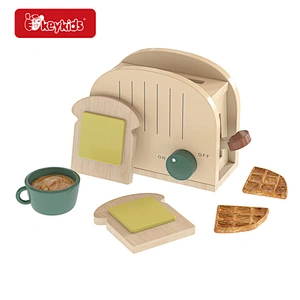 Kids pretend play appliance wooden toaster toys set with cup W10D645
